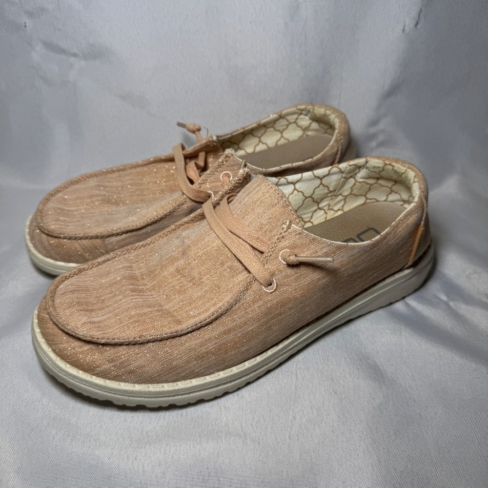 Hey‎ Dude Wendy Sparkling Rose Gold Slip On Loafers Shoes 121415016 Womens 7